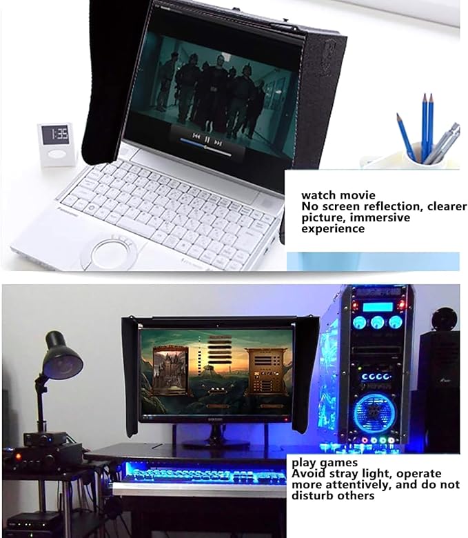 Monitor Hood Desktop Computer Sunshade Portable LCD LED Video Monitor Hood Sunhood 16-26 Inch Adjustable and Privacy Protection Blocks Ambient Stray Light for Computer Office Work
