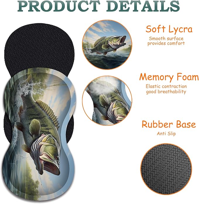 Mouse Pad Set Large Gaming Mouse Pad (31.5X 11.8 inches)+ Wrist Rest Pad + Coaster Ergonomic Wrist pad Home Office Desk Accessories Decor Supplies Large Mouth Bass Fish