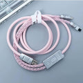 2-in-1 USB C Dual 8K Mechanical Keyboard Magnetic Axis Cable 6mm Thick Braided RGB Flash Cable No Interruption Metal Plug for Mechanical Keyboards/Mice/Hubs USB-C to USB-A1.5Meter (Pink)