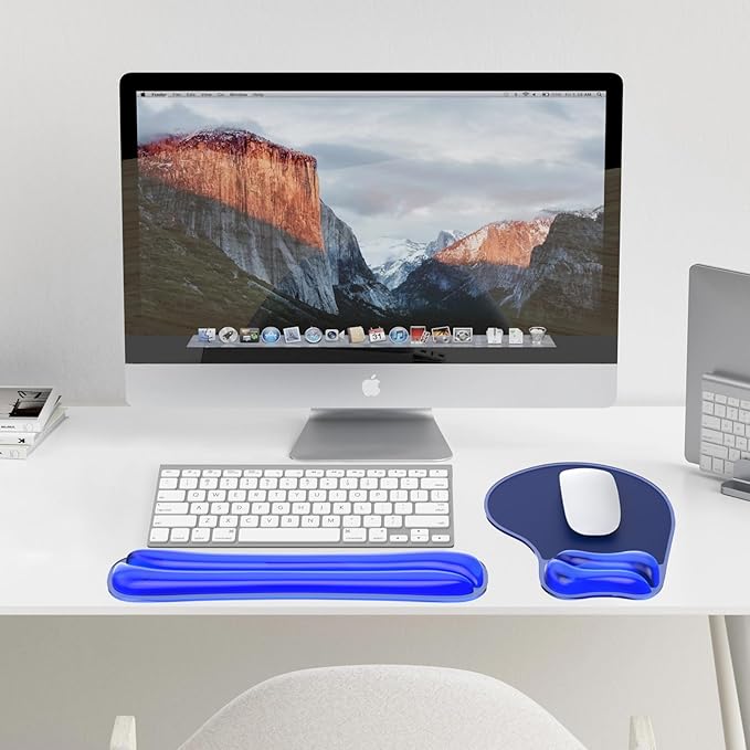 Gel Mouse pad &amp Keyboard Wrist Rest Set Ergonomic Keyboard and Mousepad with Wrist Support Keyboards Wrist Rest Computer Keyboards Pad Cooling Gel Blue