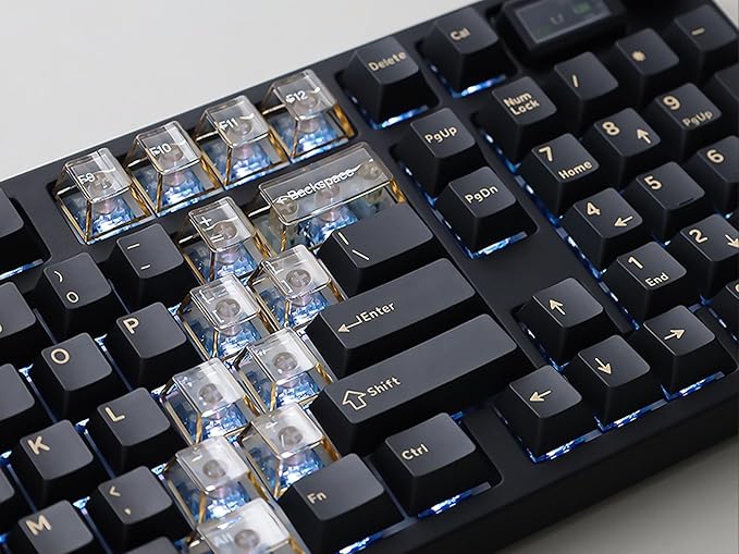 NJ98 Wireless Custom Mechanical Keyboard with Screen Knob 96% Hot Swappable RGB Keyboard Mac Windows (Black Samurai Brass Plate-Box Deep Sea)