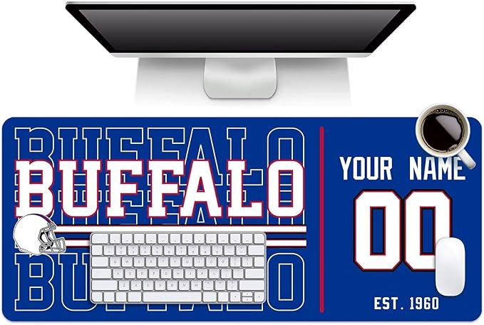 ANTKING Buffalo Mouse Pad Custom Name and Number Desk Pad for Men Women Youth Gifts
