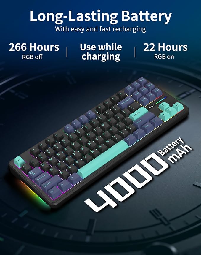 Aula F87 Pro Wireless Mechanical Keyboard 87-Key TKL Tri-Mode (BT5.0/2.4G/USB-C) Hot Swappable Gasket Mount Keyboard 4000mAh Battery RGB Backlit PBT Keycaps Custom Gaming Keyboard for PC Mac