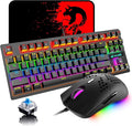LexonElec K2 Mechanical Gaming KeyboardBlue Switch Mini 82 Keys Wired Rainbow LED Backlit KeyboardLightweight Gaming Mouse DPI Adjustable Honeycomb Optical for MAC PC Gamers(Black)