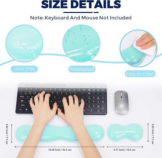 Gel Wrist Rest for Keyboard and Mouse Wrist Rest for Keyboard Mouse Wrist Support Pain Relief Cool Touch Non-Skid Keyboard and Mouse Wrist pad Set