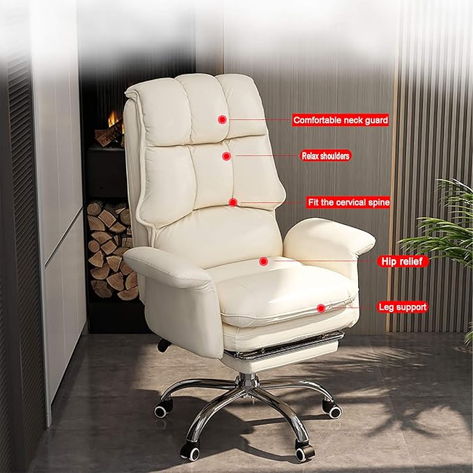 Office Chair Gaming Chair Computer Chair Ergonomic Computer Chair Home Executive Chair High Back Desk Chair for ConferencePU Leather Swivel Chair Adjustable Gaming Chair with Footrest Armre
