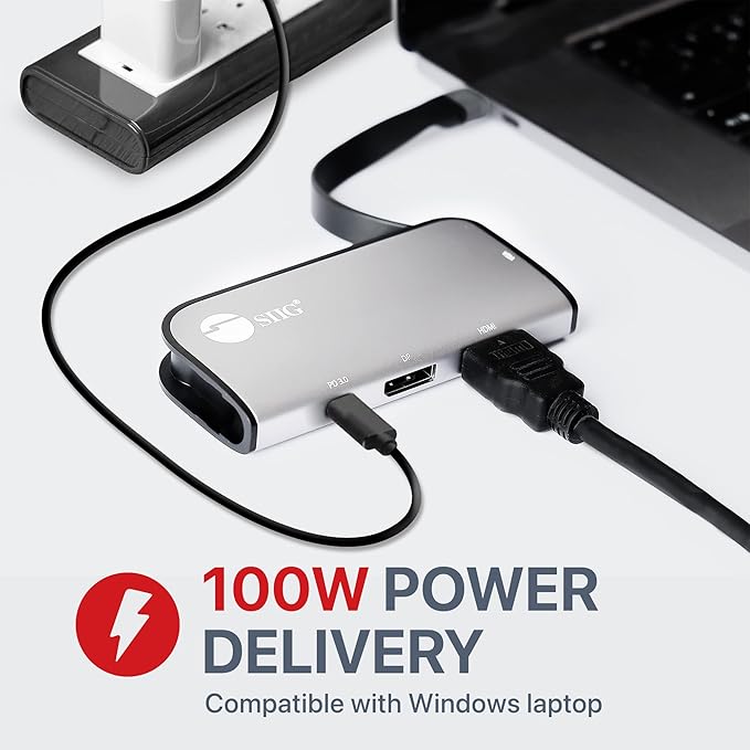 SIIG USB-C MST Hub with PD 3.0 USB-C to DP/HDMI/VGA Single 4K30+Dual 1080p or Triple 1080p Video outputs PD 100W for Windows and Chromebook laptops (DP Alt Mode) NOT for Mac OS (CB-TC0G11-S1)