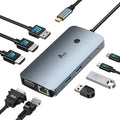 Laptop Docking Station 4 Monitors 9 in 1 Dual HDMI+DP+VGA 100W PD 5Gbps 3 USB C/A Ports Ethernet LIONWEI Docking Station Dual Monitor USB C Hub for Dell/HP/Surface/MacBook