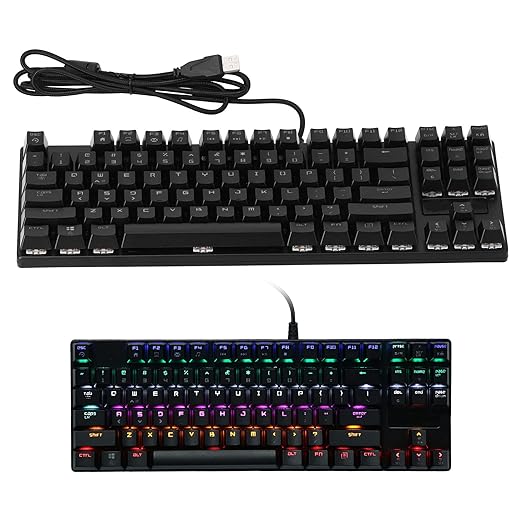 Magic Refiner Gaming Keyboard 87 Keys Portable RGB Backlit Ergonomic Mechanical Keyboard for Laptop PC