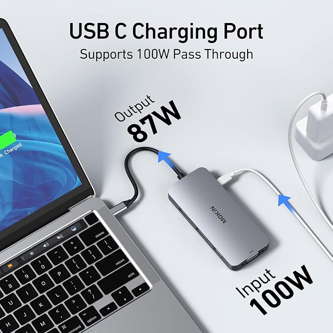 USB C Docking Station Dual DisplayPort 8 in 1 USB Hub with 2 DP HDMI VGA USB C 2.0 A 2.0 PD Charging Port Multi Monitor Adapter for Dell/HP/Lenovo Laptops
