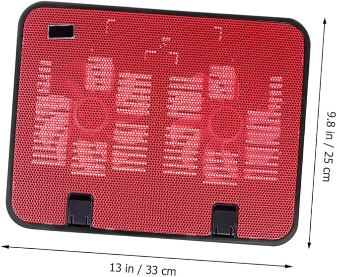 Laptop Cooling Pad Dual Quiet Fans USB Powered Stand with Slip Design for Notebooks and Laptops Lightweight Ergonomic Cooler Red