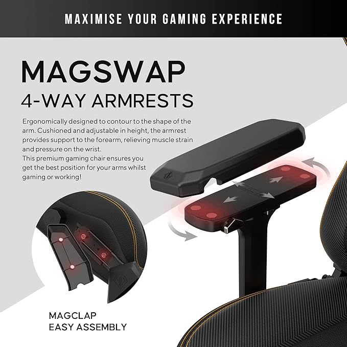 Anda Seat Kaiser 3 Large Gaming Chair for Adults - Ergonomic Black PVC Leather Gaming Seat with Lumbar Support Comfortable Office Chair with Neck Support - Heavy Duty Wide Computer Seat