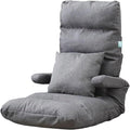 Gaming Chair Floor Cheap Iron Frame Support and Linen Fabric Fold Out Chair Bed Can Bear About 100KG Multiple Parts Can Be Adjusted with Armrests and Pillow(Gray)