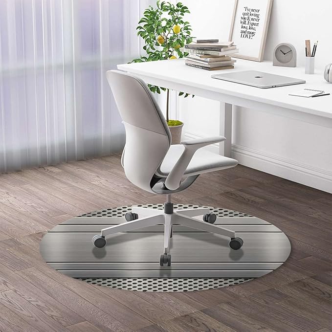 Black Grey PU Leather Office Chair Mat for Hardwood and Tile Floor Grey Technology Structure Floor Mats Wood/Tile Protection Mat for Office &amp Home Modern Style Diameter 59 in