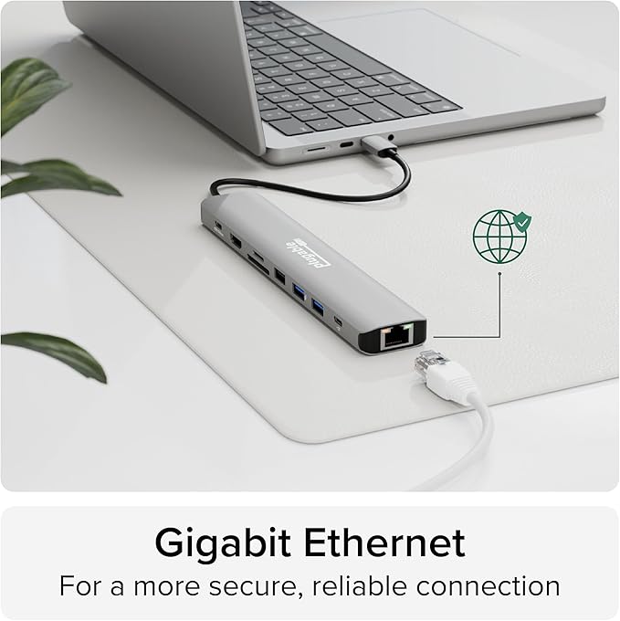 Plugable USB C Hub Multiport Adapter: 9-in-1 with 140W PD Charging 4K 60Hz HDMI 10Gbps Data Transfer Gigabit Ethernet SD for USBC USB4 Thunderbolt MacBook Windows Chromebook (USBC-9IN1E)