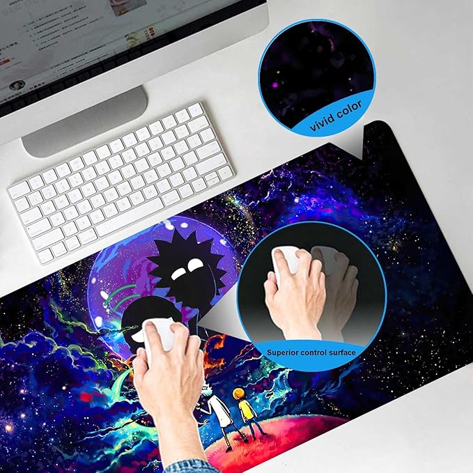Large Gaming Mouse Pad Anime Night Sky Space Stars Custom Desk PadMousepad with Non-Slip Rubber Base and Stitched Edges Mouse MatPortable Desk Mat for OfficeComputer WorkGame31.5X15.7