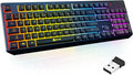 KLIM Chroma Wireless Keyboard – RGB Backlit Gaming Rechargeable Battery PC Keyboard Durable &amp Water-Resistant Compatible with PS4 PS5 &amp Mac - Black