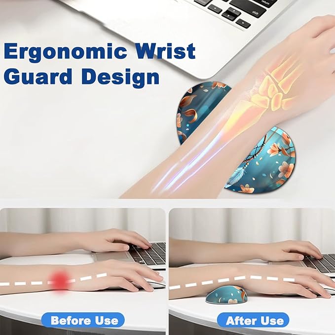 Large Mouse Pad + Keyboard Wrist Rest Set Extended Gaming Mousepad (31.5X11.8 inch) with Non-Slip Rubber Ergonomics Memory Foam Mouse Wrist Rest Support Dreamcatcher and Owl XXL Desk Pad