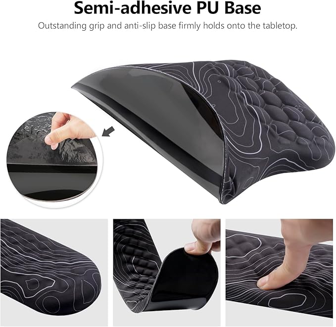 Mouse Pad Wrist Support Laokiiy 2 in1 Keyboard Wrist Rest+ Ergonomic Mouse Pad Non-Slip Wrist Rest for Computer Keyboard Made Easy Typing &amp Relieve Wrist Pain(Black White)