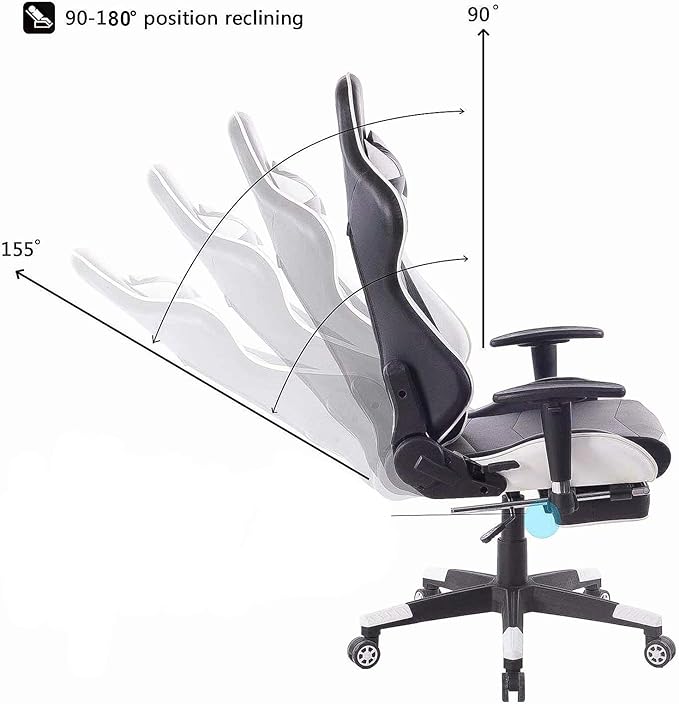 Home Ergonomic Office Chair Ergonomic Computer Chair with Adjustable Height Gaming Chair High Back Adjustable Swivel Video Game Chair with Footrest and Headrest