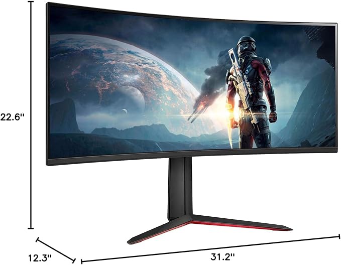LG 34GP63A-B Ultragear 34 Curved QHD 3440 x 1440 HDR 10 160Hz Gaming Monitor Black - DisplayPort and HDMI AMD FreeSync Premium Tilt/Height Adjustable Stand WEPGPY