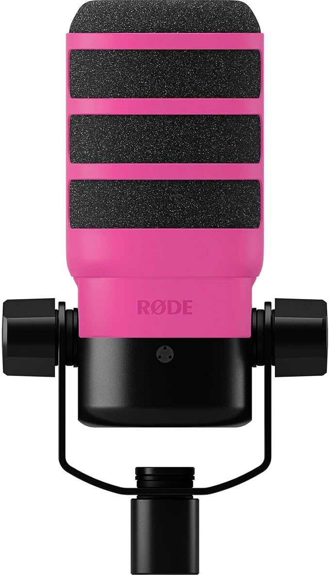 Rode PodMic Cardioid Dynamic Broadcast Microphone with WS14 PodMic Pop Filter - Pink