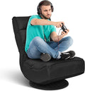 ERGOMASTER Reclining Folding Floor Gaming Chair w/ 360-Degree Swivel 5 Adjustable Positions（Black）