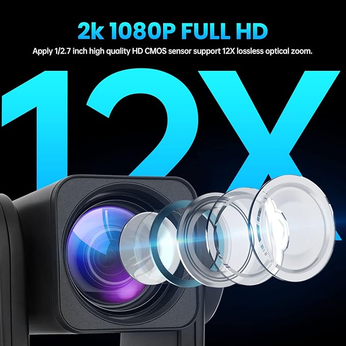 ROCWARE 2K Camera 16X PTZ FullHD 1080P Camera USB Video Conference Camera for Business Meeting Live Streaming Church Education RC26