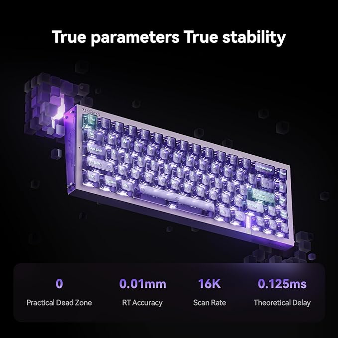 MelGeek REAL67 Wired Gaming Keyboard with RGB Magnetic Keyboard with Hall Effect Rapid Trigger Hot-Swappable Snap Tap &amp Adjustable Actuation Online HIVE Custom (Potassium-Transparent Purple)