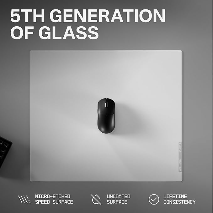 Wallhack SP-005 Glass Gaming Mouse Pad – Speed Surface Large Mousepad for Esports Smooth Low-Friction Glide Tempered Glass Ergonomic Low Profile Durable &amp Portable with Carry Case | Skypad Wh
