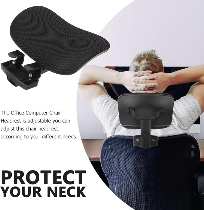 Ciieeo Adjustable Office Chair Neck Support Attachment - Ergonomic Chair Back Headrest Lifter for Enhanced Comfort and Posture Fits Home and Office Chairs 11X8.65 Inches