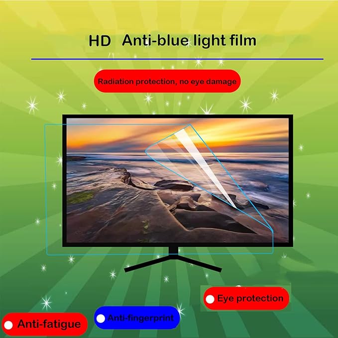 Desktop Computer 17-27 Inch Screen Hd Film Anti Blue Light Anti-Scratch Injury ScreenRelieve Computer Eye Strain and Help You Sleep Better19.1inch(377x301mm)