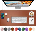 Desk Mat with Wireless Charging Brown Mouse Pad with Wireless Charger Desk Pad Matt for Desktop Mousepad Gaming Large Mouse Pad Leather Compute for Keyboard and Mouse 32 x 16