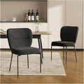 Adjustable Office Computer Chair with Armrest 2pcs Dining Chairs with Linen Cushion Metal Legs for Living Room Kitchen(Deep Gray)