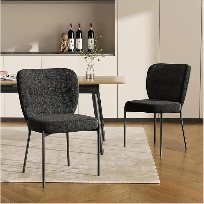 Adjustable Office Computer Chair with Armrest 2pcs Dining Chairs with Linen Cushion Metal Legs for Living Room Kitchen(Deep Gray)