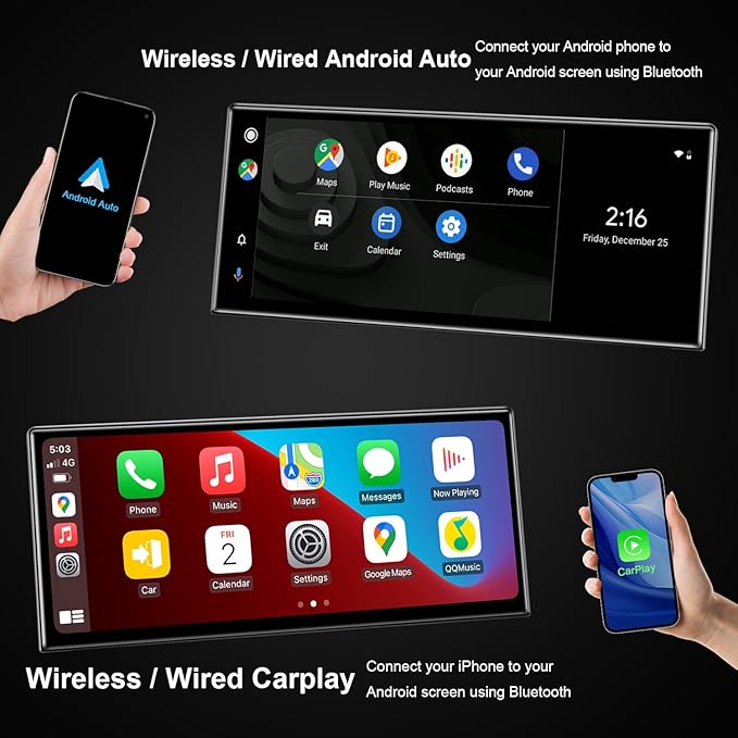 PEMP 12.3 Blue Anti-Glare Ultra-Thin Linux HD Screen for BMW 3 Series F30 NBT CIC Wireless and Wired CarPlay Android Auto Screen Calls Using The OEM Bluetooth 2012-2017