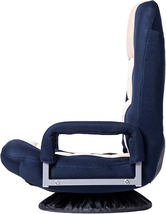 Living ChairSwivel Video Rocker Gaming Chair Adjustable 7-Position Floor Chair Folding Sofa Lounger Blue+Beige…