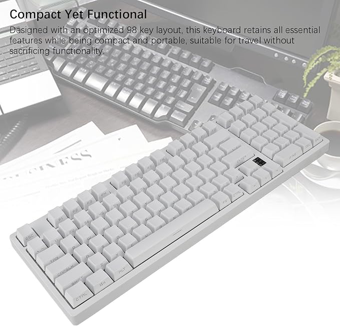 Pomya Cordless Mechanical Keyboard 98 Keys Mechanical Keypad with RGB Backlit 3000mAh Battery Wired Computer Keyboard for Gaming