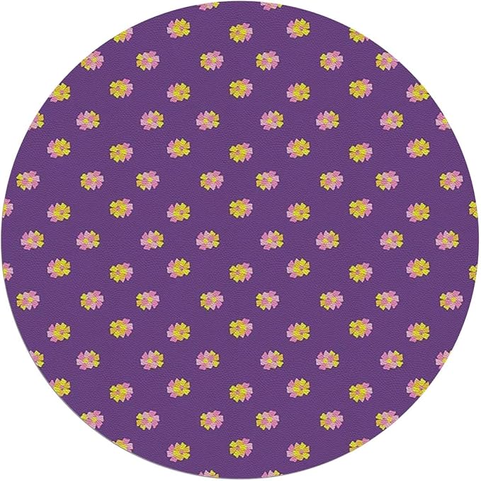 Purple PU Leather Floor Protector Office Chair Mat Round mat Classic Floral Spring Nature Theme Gaming Chair Mat Protects Hardwood Floors Chairs Move Smoothly Victorian Diameter 55 in