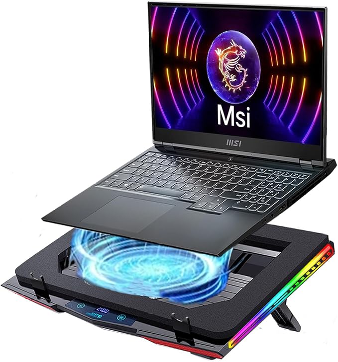 Cooling Pad for Msi Creator 17 Gaming LaptopIt is a Heat Dissipation Monster with Powerful Turbo Fan Can Fast Cooling Variable Speed5 RGB Light ModeTouch Start ﻿