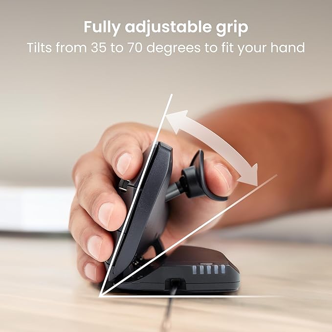 Contour Unimouse Ergonomic Vertical Mouse Adjustable 35°-70° Tilt Angle 6 Programmable Buttons for Productivity Customizable Thumb Rest for Wrist Pain Relief | Plug &amp Play Mac/PC - Wired - Right