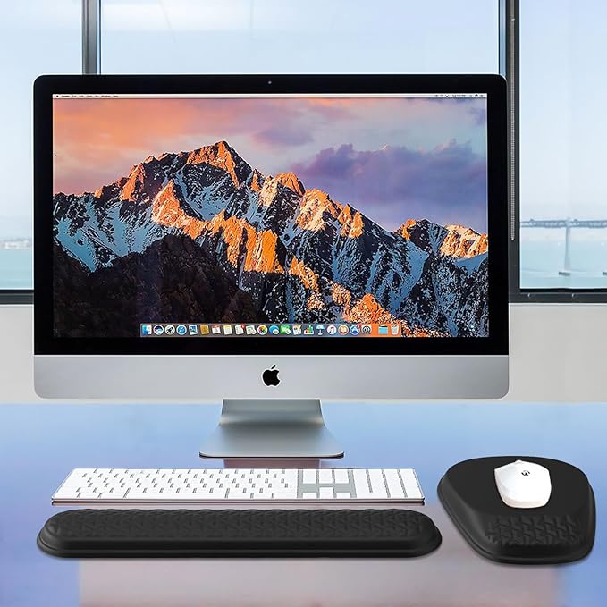 Mouse Pad with Wrist Rest Comfortable Keyboard Wrist Rest Memory Foam Wrist Rest for Computer Keyboard Ergonomic Mouse Pad Set for Easy Typing &amp Pain Relief for Office Black