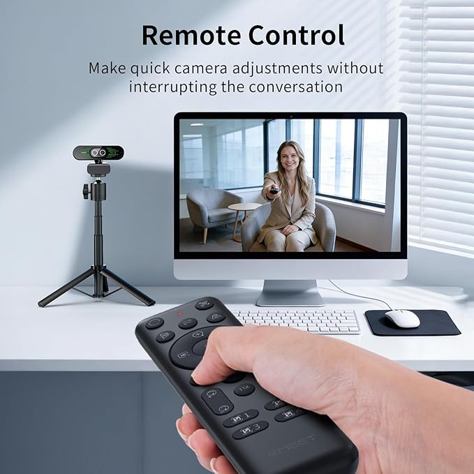 EMEET NOVA 4K Dual-Camera 4K Webcam for PC Wide-Angle and Telephoto Cameras Max 11X Hybrid Zoom PDAF Focus Remote Control RGB Lights Webcam with Microphone for Business or Personal Online Calls