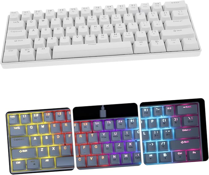 MERRYHAPY Keys Mechanical Gaming Keyboard Compact RGB Backlit Design Wired Keyboard for Pc and Laptop for Gaming and Office Use