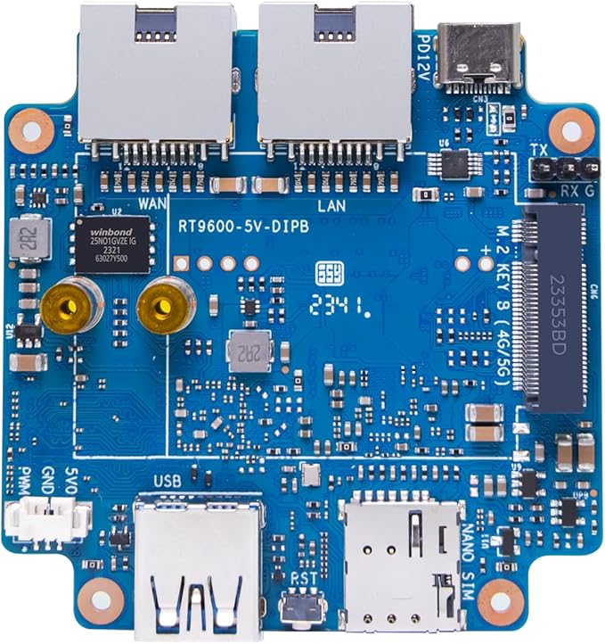 WayPonDEV Banana Pi BPI-WiFi 6 Router OpenWRT Board Dual Band Wireless Internet Router 802.11ax ac WiFi 6 Gigabit VPN Router with 5GE Phy and RGMII Support WPAWPA2WPA3 (Wifi6 Mini SET2)