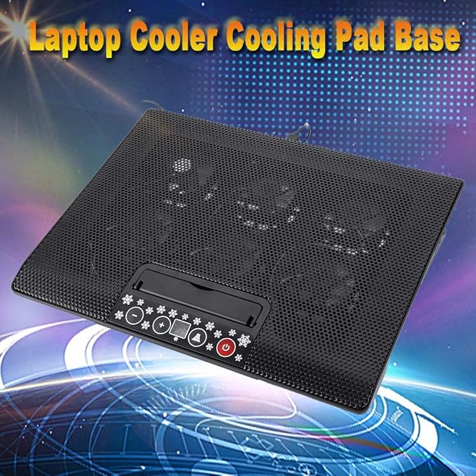 Laptop Cooler USB 6 Fans Cooling Pad Base with Blue LEDs Angle Mounts Stand with Ergonomic Design Super Quiet and Wind Speed