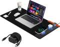 Mouse Pad with Magnetic Wireless Charging Large Desk Mat Non-Slip Mouse Mat Keyboard Pad for Gaming Desk Office PC (The Right Charging-Black with 20W PD Charger)