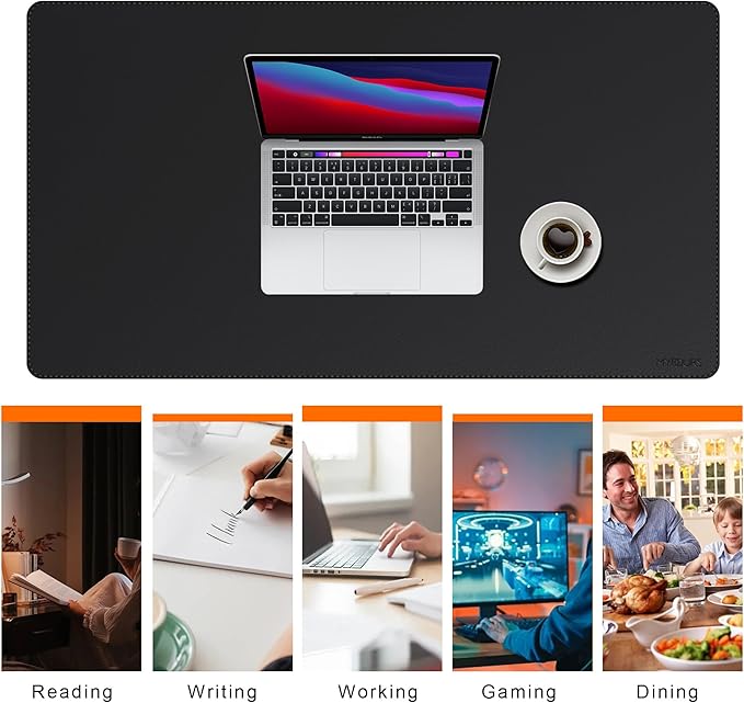 Mydours 43 x 24 Extra Large Desk Pad XXL Desk Protector Mat with PU Leather Large Desk Blotter Mat for Office Home &amp Writing Full Desk Pad for Keyboard and Mouse (Black)