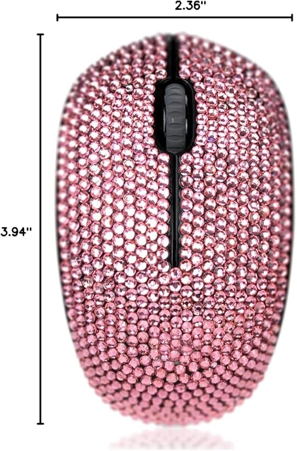 SA@ Luxury 6 Colors Bling Crystal Rhinestone 2.4G Wireless Mouse for Laptop Notebook PC Computer MacBook Gifts for The Office (Pink)