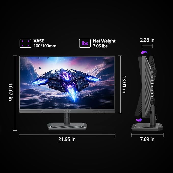 INNOCN 24.5 Inch Gaming Monitor 1440P 240Hz QHD 2K PC Desktop Gaming Screen Fast IPS HDMI 2.1 Display DisplayPort Built-in Speaker 25G2S